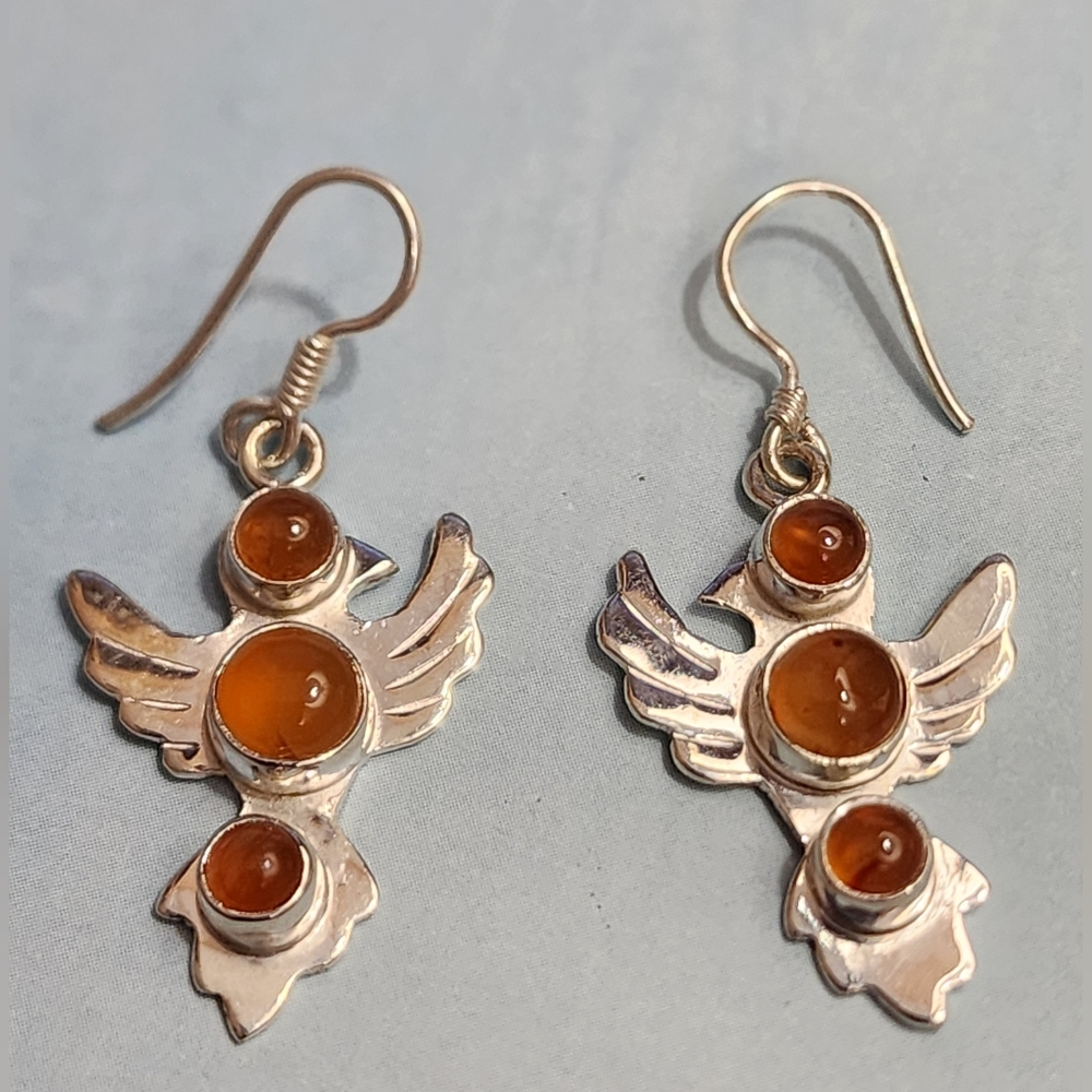 Carnelian and Sterling Silver Earrings NWOT